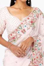 Load image into Gallery viewer, Blush Pink Embroidered Saree Set
