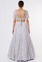 Load image into Gallery viewer, Lilac organza embroidered lehenga
