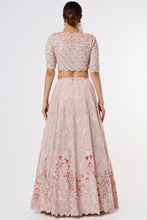 Load image into Gallery viewer, Pink net resham, cutdana, and sequins embroidered lehenga
