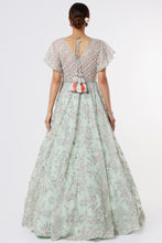Load image into Gallery viewer, Aqua organza embroidered lehenga
