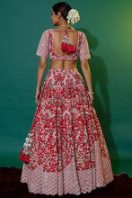 Load image into Gallery viewer, Red raw silk Thread embroidered lehenga
