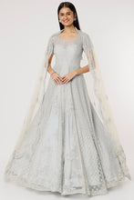 Load image into Gallery viewer, Aqua net self on self embroidered lehenga
