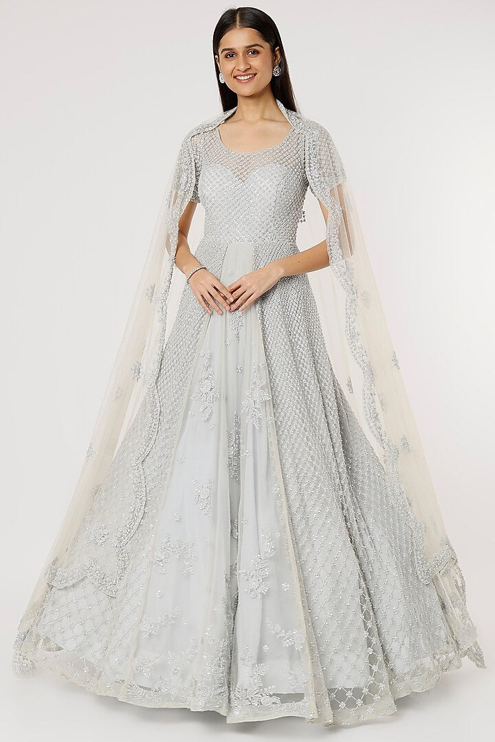 Aqua net self on self embroidered lehenga