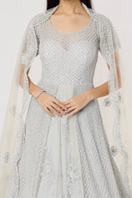 Load image into Gallery viewer, Aqua net self on self embroidered lehenga
