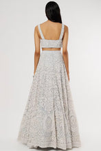 Load image into Gallery viewer, Ice blue organza self on self embroidered lehenga

