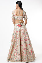 Load image into Gallery viewer, Peach raw silk thread embroidered lehenga

