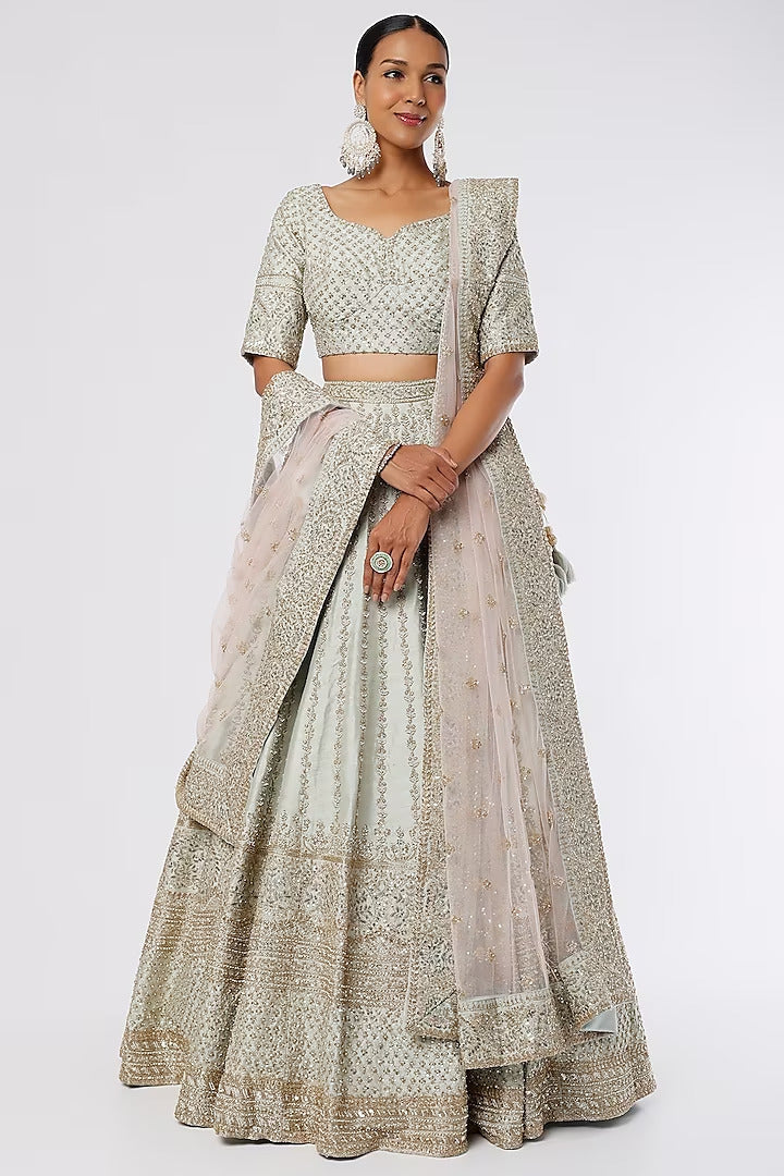 Firoza raw silk embroidered lehenga