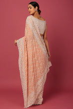 Load image into Gallery viewer, Peach Organza Embellished Saree Set
