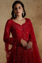 Load image into Gallery viewer, Red net self on self work gown
