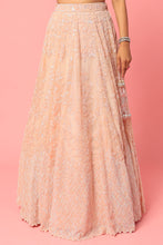 Load image into Gallery viewer, Pink organza pearl and cut dana embroidered lehenga
