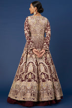 Load image into Gallery viewer, Wine raw silk zardosi embroidered lehenga
