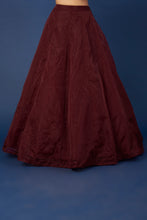 Load image into Gallery viewer, Wine raw silk zardosi embroidered lehenga
