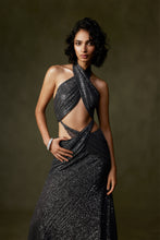 Load image into Gallery viewer, Grey Halter Neck Gown with Draped Detail
