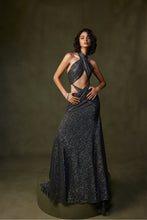 Load image into Gallery viewer, Grey Halter Neck Gown with Draped Detail
