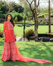 Load image into Gallery viewer, Cherry Red Floral Printed Sharara Set

