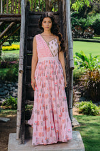 Load image into Gallery viewer, Blush Pink Floral Printed Embroidered Gown
