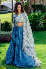 Load image into Gallery viewer, Powder Blue Printed &amp; Embroidered Lehenga Set
