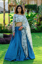 Load image into Gallery viewer, Powder Blue Printed &amp; Embroidered Lehenga Set
