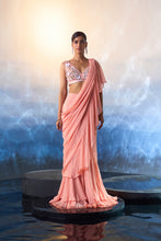 Load image into Gallery viewer, PEACH GEORGETTE DRAPE SAREE
