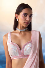 Load image into Gallery viewer, POWDER PINK GEORGETTE DRAPE SAREE
