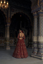 Load image into Gallery viewer, RED RAW SILK LEHENGA CHOLI DUPATTA WITH AN OPTIONAL SECOND DUPATTA
