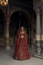 Load image into Gallery viewer, RED RAW SILK LEHENGA CHOLI DUPATTA WITH AN OPTIONAL SECOND DUPATTA
