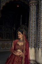 Load image into Gallery viewer, RED RAW SILK LEHENGA CHOLI DUPATTA WITH AN OPTIONAL SECOND DUPATTA
