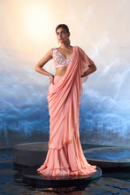 Load image into Gallery viewer, PEACH GEORGETTE DRAPE SAREE
