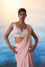 Load image into Gallery viewer, DUSTY PEACH GEORGETTE DRAPE SAREE
