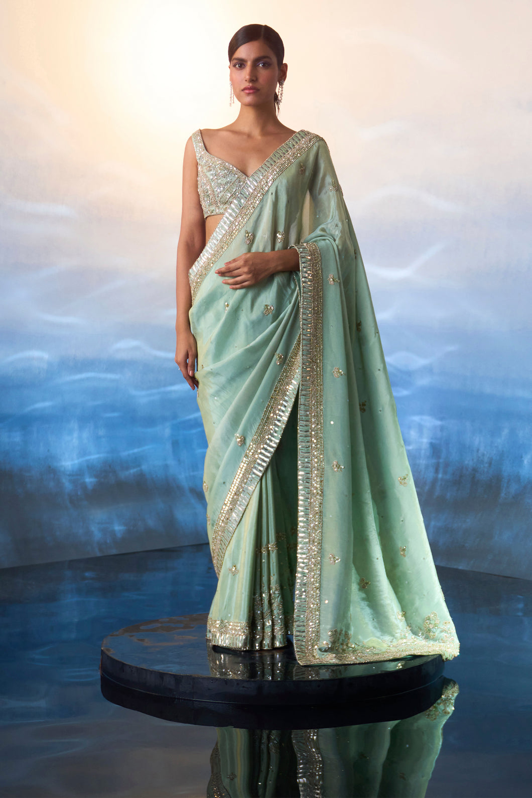 SEAFOAM GREEN TISSU SAREE
