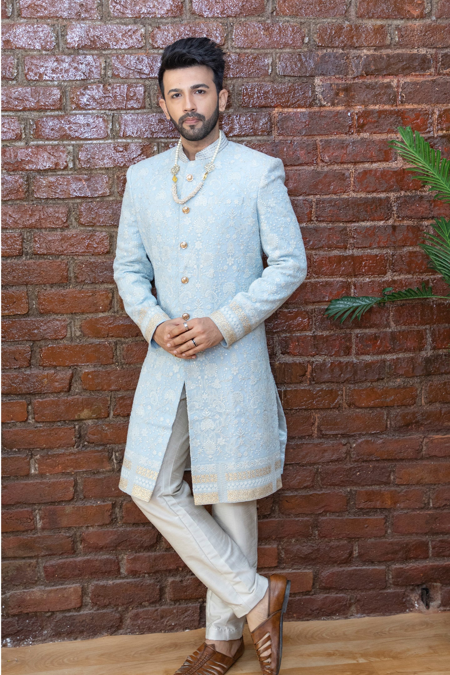 Powder Blue sherwani set