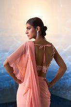 Load image into Gallery viewer, PEACH GEORGETTE DRAPE SAREE

