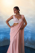 Load image into Gallery viewer, DUSTY PEACH GEORGETTE DRAPE SAREE
