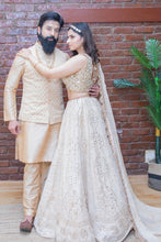 Load image into Gallery viewer, Beige Kurta, Vest and Pant set
