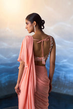 Load image into Gallery viewer, PEACH GEORGETTE DRAPE SAREE
