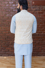 Load image into Gallery viewer, Sky Blue Kurta and Pant set with Yellow Vest
