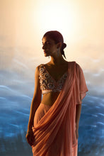 Load image into Gallery viewer, PEACH GEORGETTE DRAPE SAREE
