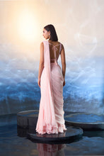 Load image into Gallery viewer, POWDER PINK GEORGETTE DRAPE SAREE

