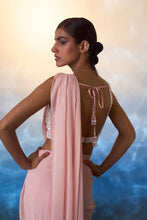 Load image into Gallery viewer, DUSTY PEACH GEORGETTE DRAPE SAREE
