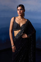 Load image into Gallery viewer, BLACK GEOR. SAREE
