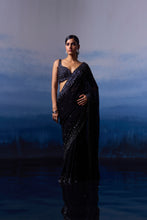 Load image into Gallery viewer, BLACK GEOR. SAREE
