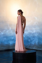 Load image into Gallery viewer, DUSTY PEACH GEORGETTE DRAPE SAREE
