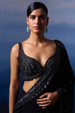 Load image into Gallery viewer, BLACK GEOR. SAREE
