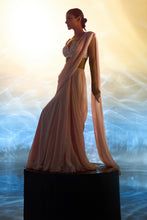 Load image into Gallery viewer, DUSTY PEACH GEORGETTE DRAPE SAREE
