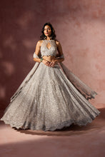Load image into Gallery viewer, SILVER GREY NET LEHENGA SET
