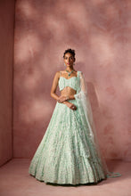 Load image into Gallery viewer, MINT GREEN NET LEHENGA SET
