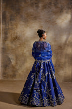 Load image into Gallery viewer, ELECTRIC BLUE TAFFETA GOTA WORK LEHENGA SET
