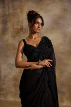 Load image into Gallery viewer, BLACK GEORGETTE SAREE
