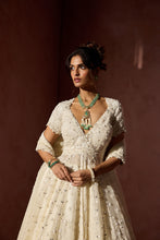 Load image into Gallery viewer, OFF WHITE ORGANZA KALIDAR WITH SHIMMER LEHENGA DUPATTA
