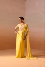 Load image into Gallery viewer, YELLOW GEORGETTE SAREE
